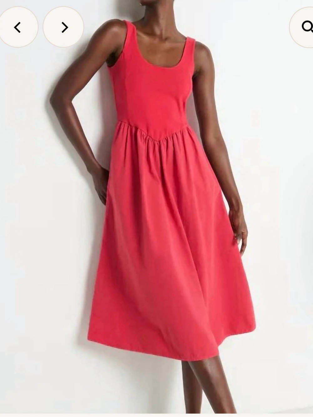 Nation LTD Coral-Red Sleeveless Midi Dress
